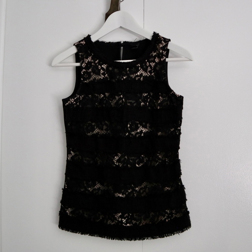 J. Crew lace stripe sleeveless blouse